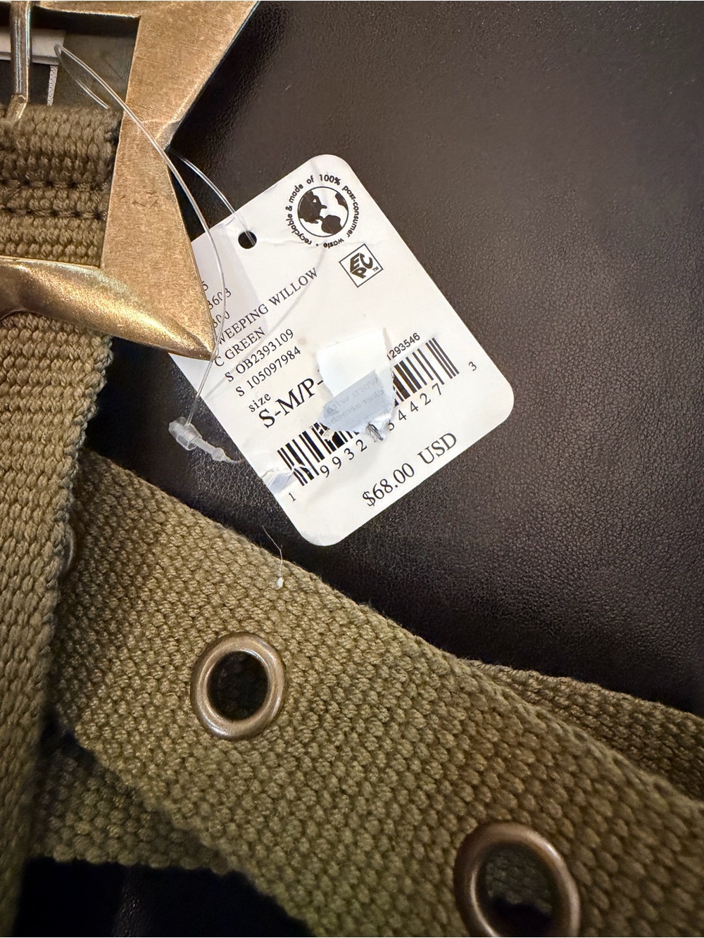 Free People Olive Green Canvas Belt with Star Buckle - Picture 2 of 3
